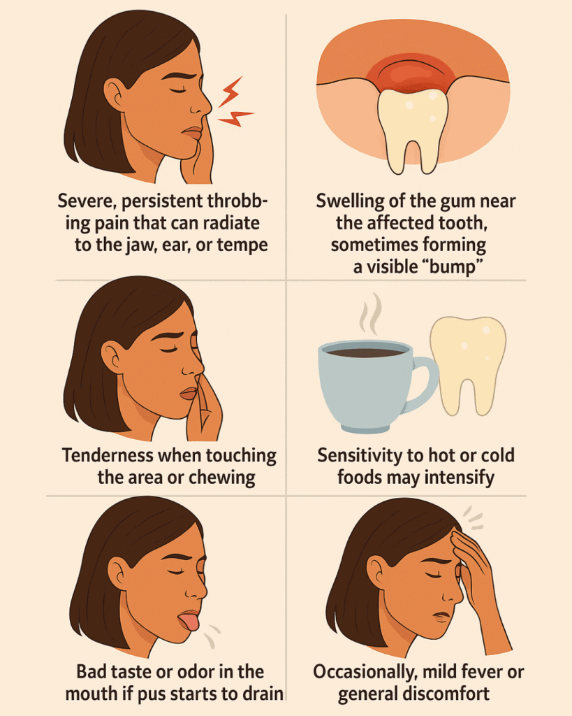 Symptoms of the third stage of tooth abscess: abscess formation